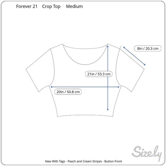 Forever 21 Womens Short Sleeve Peach Cream Striped Button Down Crop Linen Medium - Picture 5 of 9